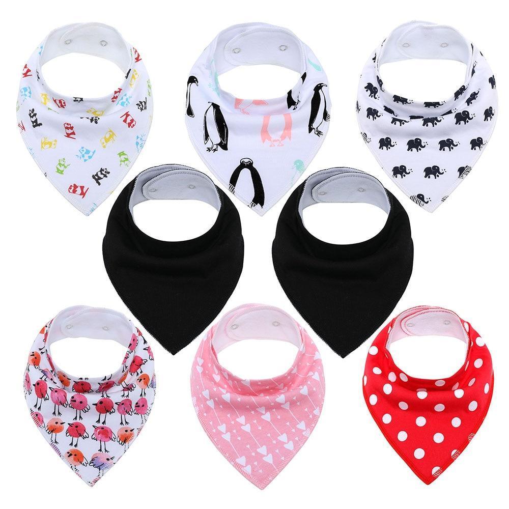 8PCS/SET Pack Baby Bandana Organic Absorbent Soft Cotton Drool Bibsfor Teething And Feeding Bib For Baby and Kids Feeding