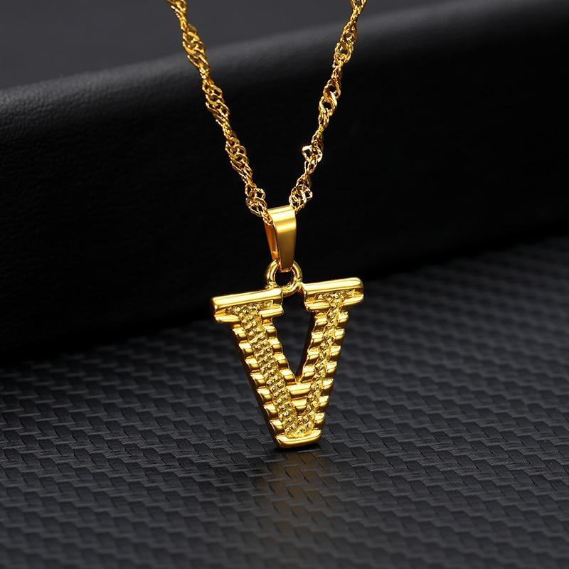 Modern NEW Luxury Shiny Tiny Gold Initial Letter Necklace For Women and Man In Jewelry Hip Hop Retro Design