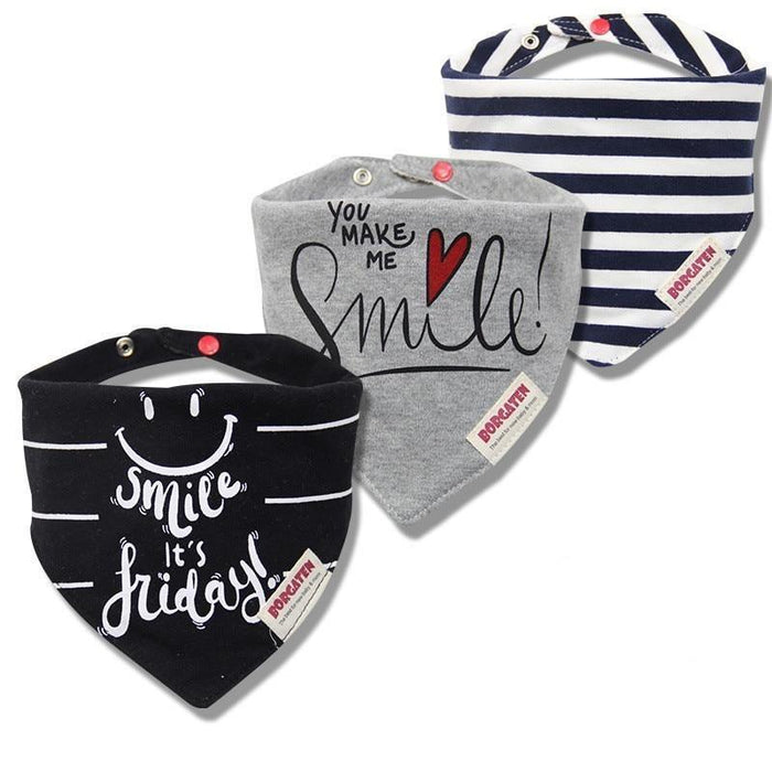 3PCS Comfortable Waterproof Organic Cotton Baby Burp Cloth Bandanna Scarf Bibs For Newborn Baby Boy And Girl