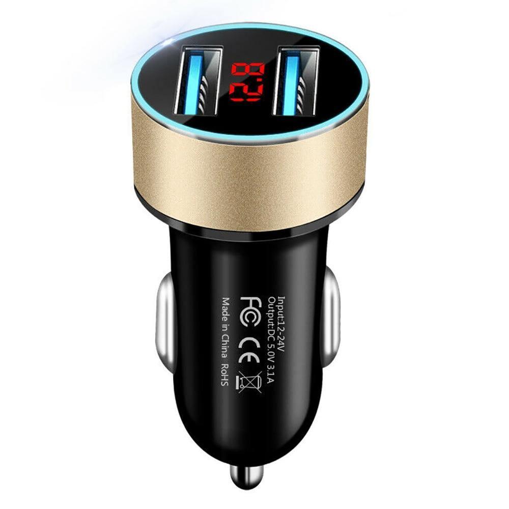 LED Universal 4.8A Car Charger Mobile Phone Fast Charging Adapter in Car With Display Quick Charge Dual USB