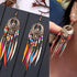 Handmade Modern Elegant Golden Silver Color Ethnic Acrylic Luxury Rainbow Beads Feather Drop Earrings for Women Boho Jewlery