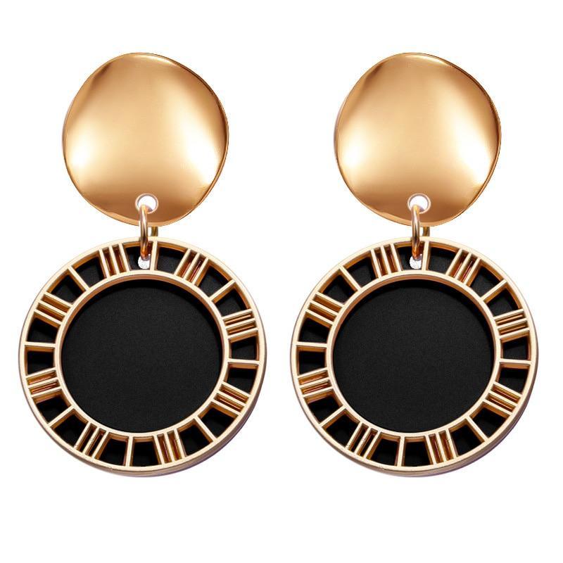 New Modern Korean Statement Round Luxury Earrings For Women Perfect Geometric Elegant Gold Shell Fluff Dangle Drop Earrings