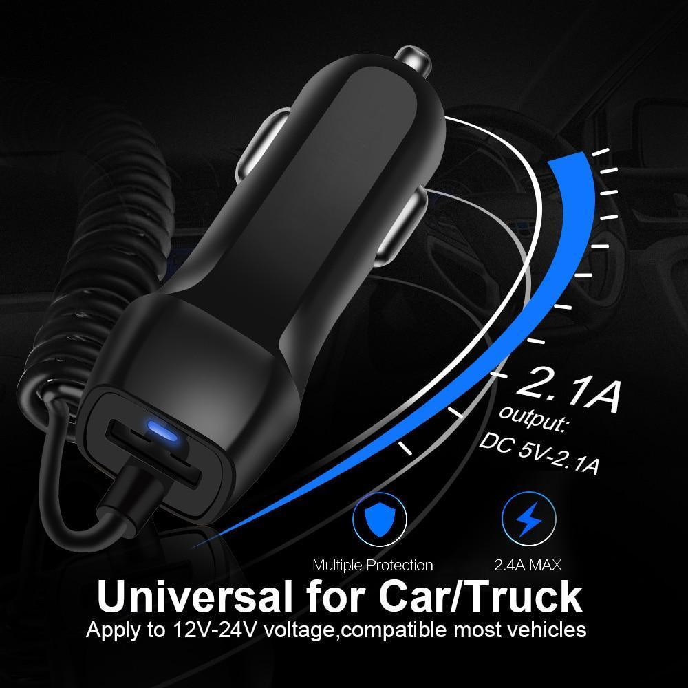 Car Charger With USB Cable Mobile Phone Charger Micro USB Type C Cable Fast Car Phone Charger