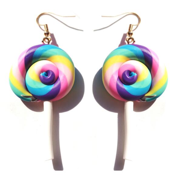 Interesting Modern Luxury Earrings For Women Resin Lollipop Drop Custom Made Handmade Cute Girls Cotton Candy Gift Style For Woman and Girls