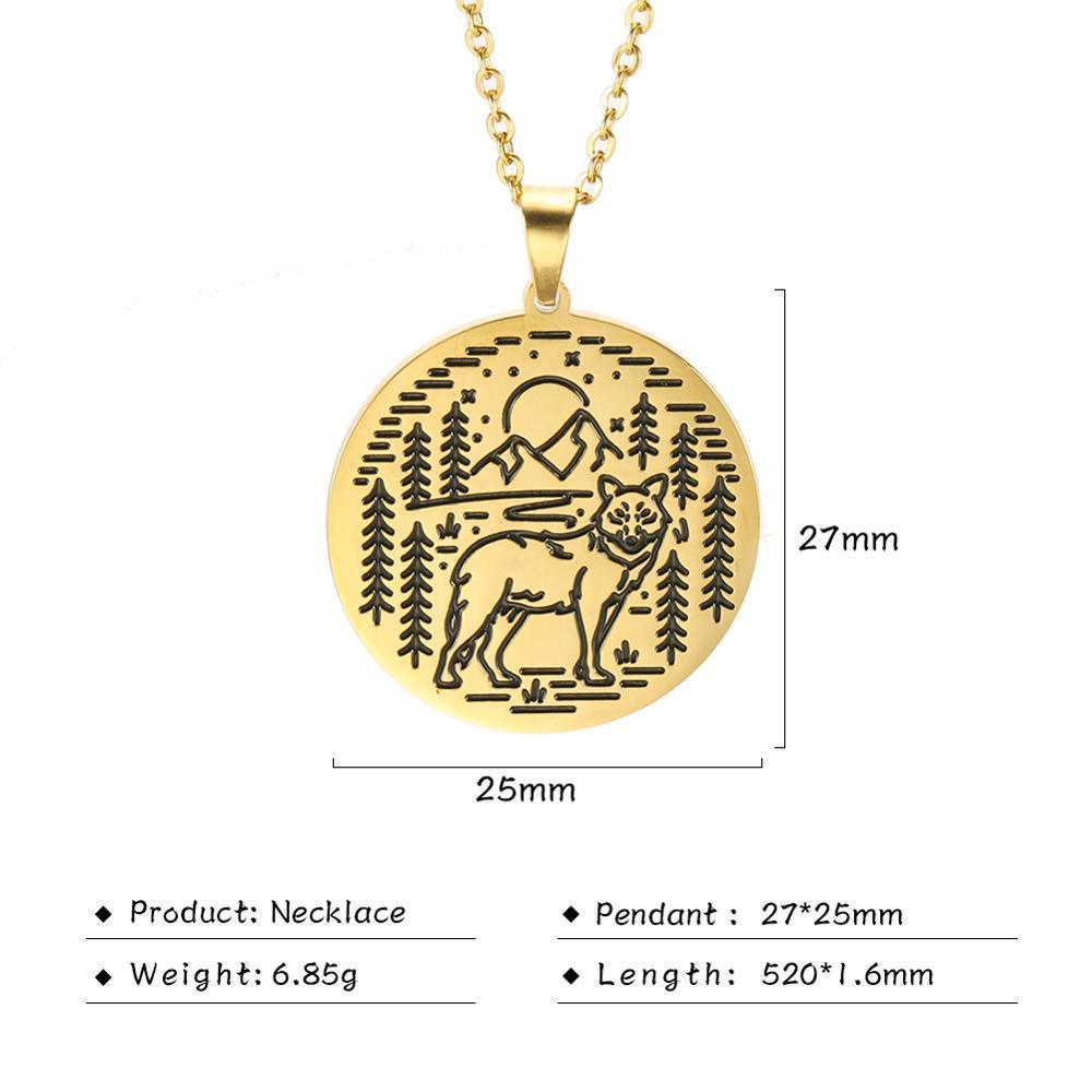 Amazing Wolf Animal Necklace 316L Stainless Steel Forest Animals Luxury For Men Elegant Necklace Hollow Cut Out Pendant Jewelry Gift For Women