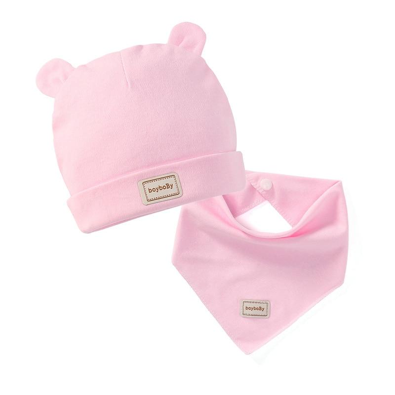 Cute Kids Hat with Bibs Candy Solid Colors for Boys and Girls Beanies Hats Cotton new Born Baby caps & Bibs