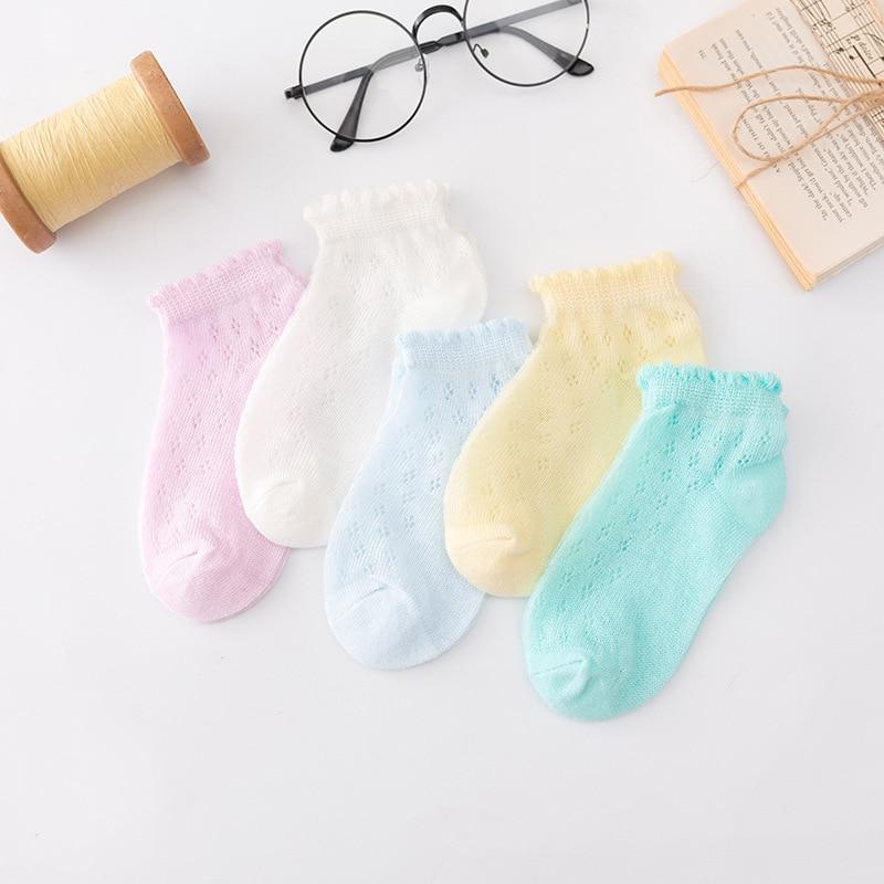 5 Pairs Thin Combed Cotton Cute Animal Baby Socks Mesh Short Socks For Newborns Boys & Girls