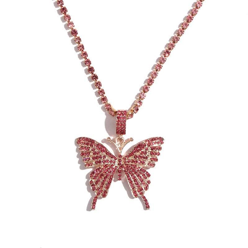 Luxury Diamond Shiny Butterfly Pendant Necklace Shiny Crystal For Women Luxury Jewelry Style Perfect Gift For Girls