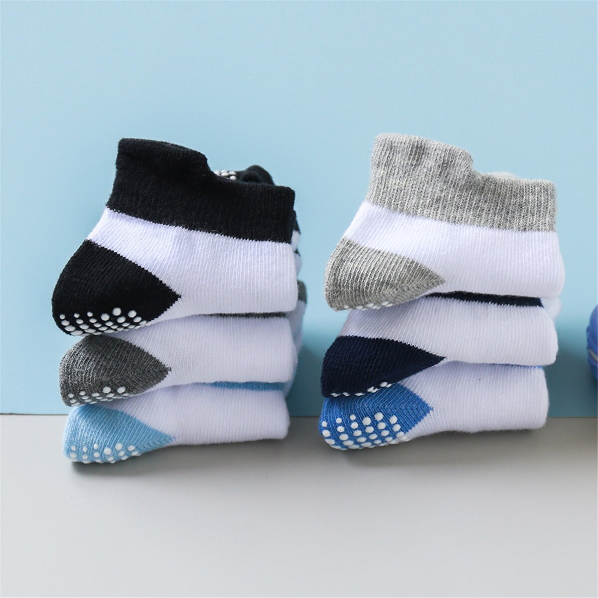 6 Pairs Baby Cotton Anti-slip Boat Low Cut Floor Socks For Boys And Girls Children's Sock