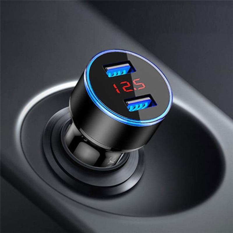 Portable Mini Fast Charger Dual USB Car Durable Phone Charger 5V 3.1A With LED Display Universal Lightweight Phone Charger