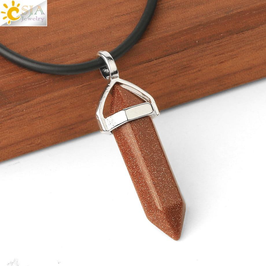 Real Raw Pink Purple Gem Crystal Necklace Hexagonal Bullet Natural Stone Necklace Pendant Women Jewelry