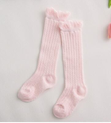 Non-slip Cotton Princess Knee High Long Skin-friendly Socks With Bow Mesh Newborn For Baby Girls