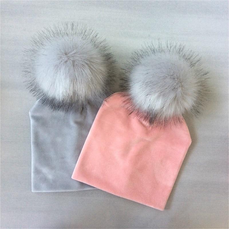 Kids Girls Solid Hat With Pompon Baby Beanie Pompom Cap Children's Accessories In Modern New Design