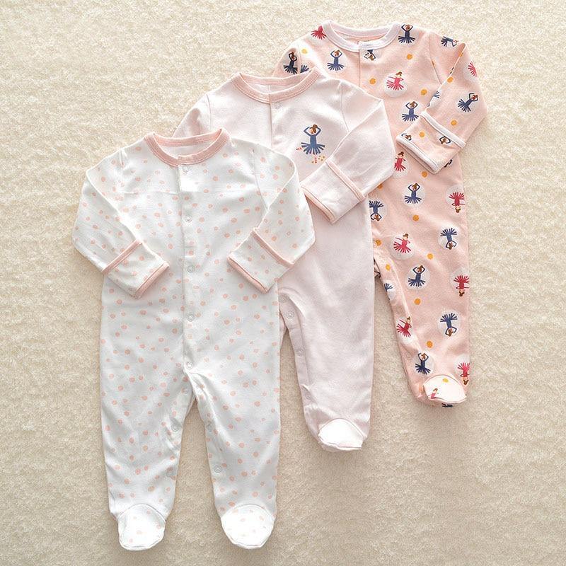 3pcs Set Baby Romper Newborn Sleep suit Flower Baby Rompers Infant Baby Clothes Long Sleeve Newborn Jumpsuits Pajamas for Kids