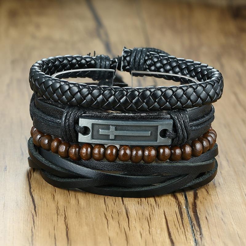 Braided Wrap Leather Bracelets for Men and Women Vintage Wooden Beads  Tribal Wristbands Bracelet Perfect Gift For Man Jewelry