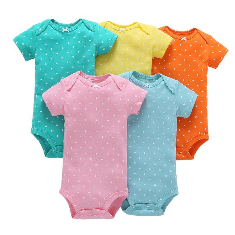 5PCS/SET Baby Bodysuit Newborn Clothes Short Sleeve Cotton Unisex Body Clothing Pajams for Kids