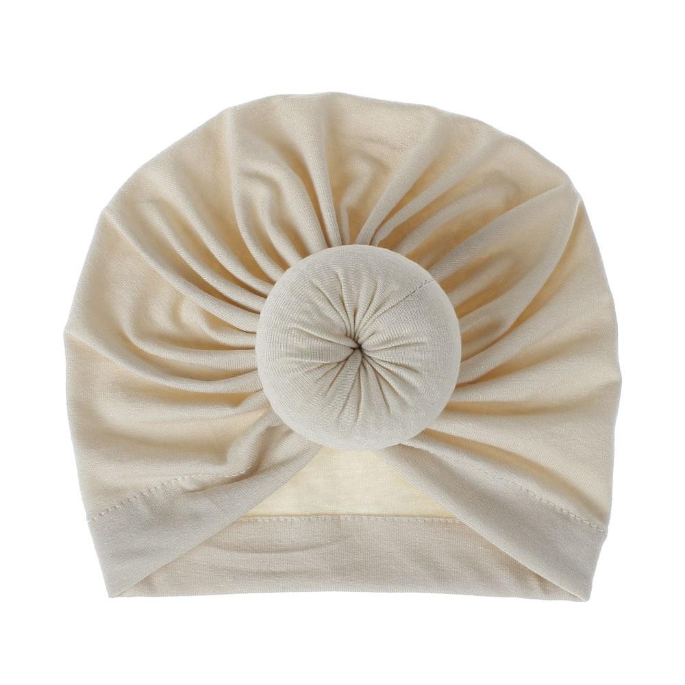 Handmade Pleated Flower Babies' Knitted Cotton Cloth Turban For Baby Girls In Elegant Style