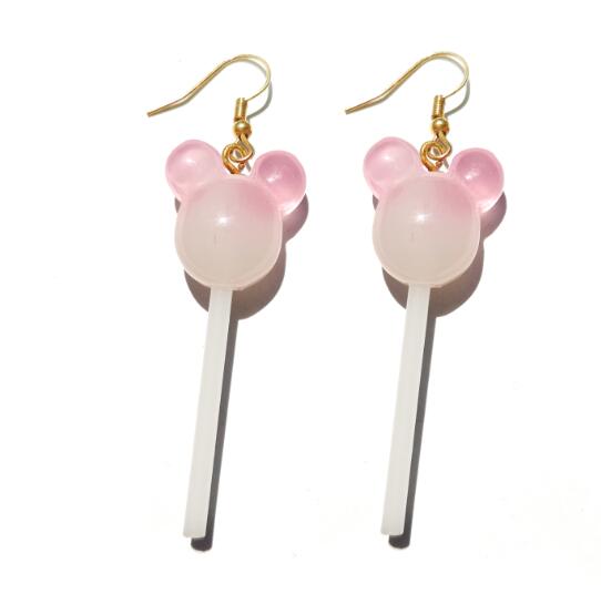 Interesting Modern Luxury Earrings For Women Resin Lollipop Drop Custom Made Handmade Cute Girls Cotton Candy Gift Style For Woman and Girls