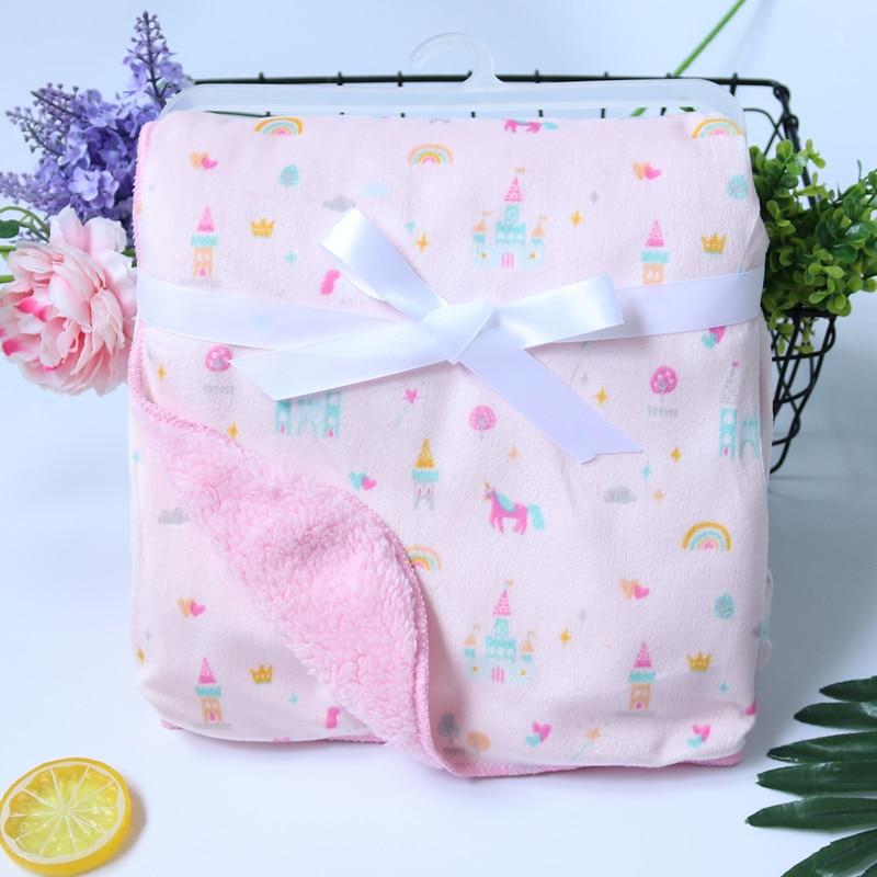 Baby Blankets New Layer Coral Fleece Infant Swaddle  Wrap Owl Printed Newborn Baby Bedding Blanket