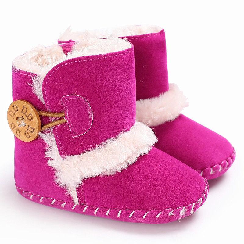 Newborn Infant Baby Snow Boots Winter Warm Cotton Baby Shoes Solid Button Autumn Ankle Bright Colors Boots