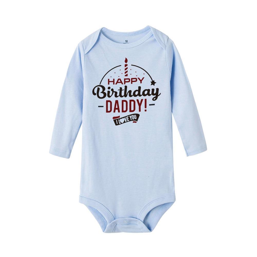 Happy Birthday Daddy Newborn Kids Baby Boys Girls Infant Long Sleeve Jumpsuit ROmper In Modern Designs With Party  Print