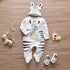 Newborn Baby Boys Romper Clothes Cotton Cute Cartoon Print Long Sleeve Jumpsuit Hat 2 Pcs