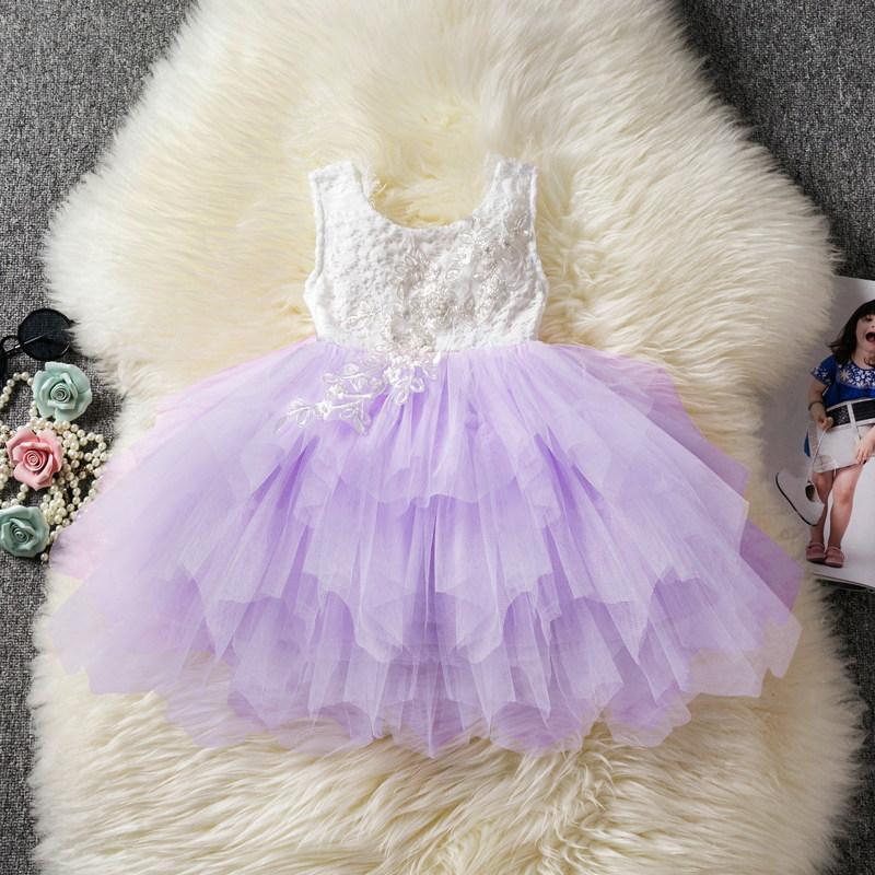 Luxury Modern Flower Newborn Baby Dress New Summer Cute Baby Girls Clothes Tulle Lace Infant Party Clothing Dress For Girls