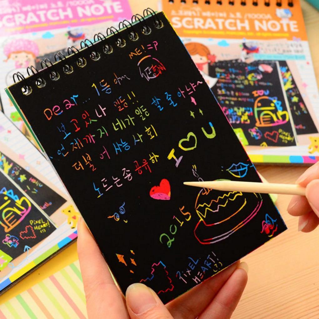 Magic Book Colorful Dazzle Scratch Note Sketchbook Paper Graffiti Coils Drawing Book Children Education Book