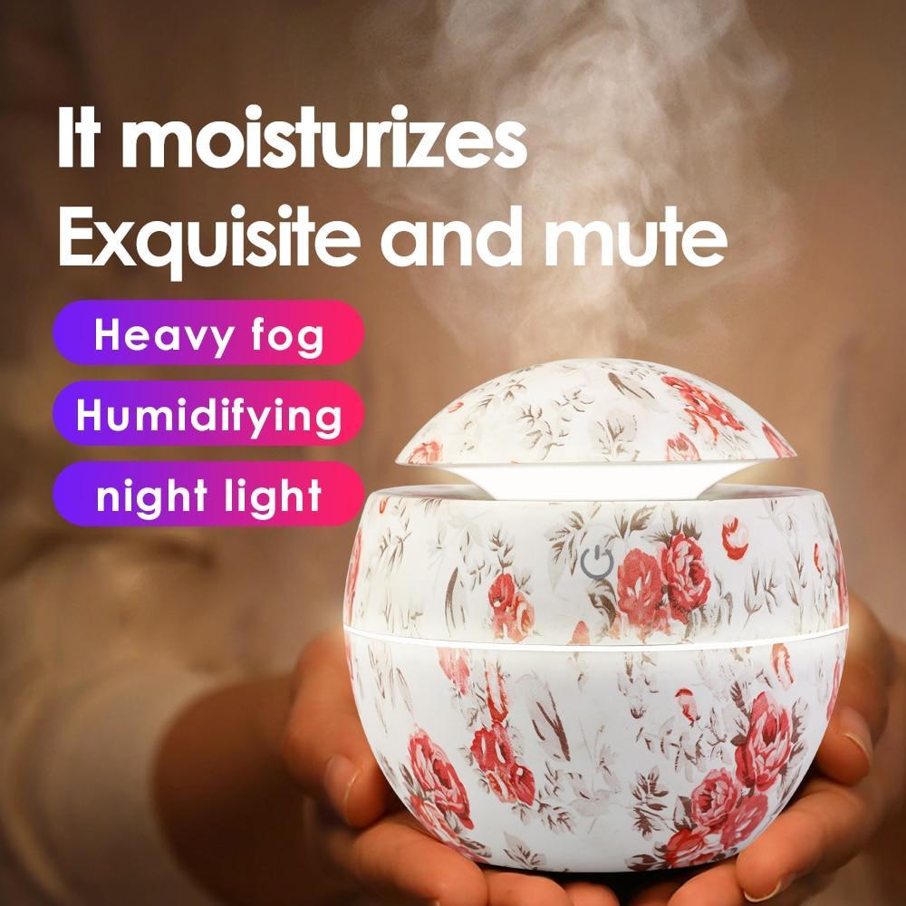 Mini Air Humidifier Ultrasonic USB Aroma Wood Grain LED Night Light  Electric Essential Oil  Diffuser Aromatherapy Home