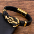 Trendy Modern Charm Luxury Woven Amazing Stainless Steel Gold Magnet Rope Cool Leather Anchor Elegant Bracelets For Men Black Bangle Rock Hip Hop  Jewelry