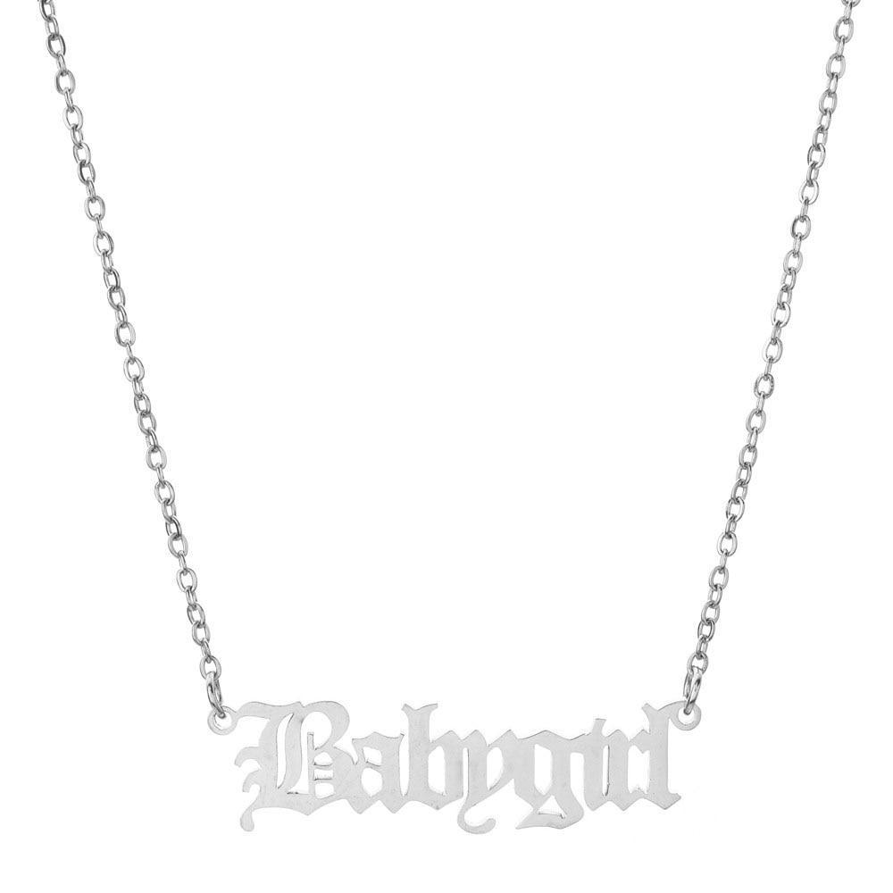 Fashion Baby Girl Word Necklace Unique Luxury Jewelry Perfect Gift For Women In Modern Cool Style