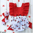 Newborn Baby Girl Clothes Ruffle Backless Cherry Romper  Headband Outfit Baby Girl Summer Clothes In Modern New Style