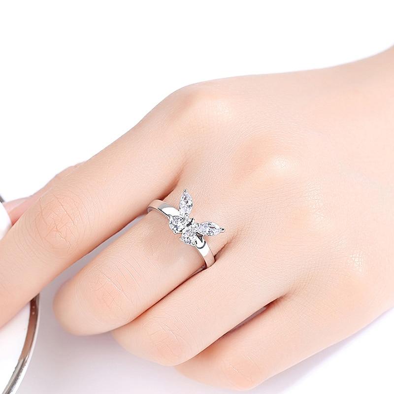 Butterfly Shining Crystal Zircon Ring for Women Princess Luxury Rings Jewelry Fashion Party Luxury Birthday Gifts