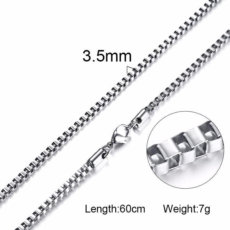 Amazing Silver Square Box Link And Modern Ingot Chain Elegant Necklace Luxury For Men Stainless Steel Choker