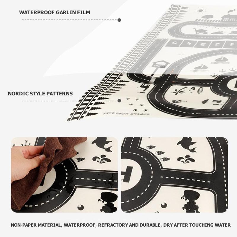 Baby Playing Mat Kids Boys  Crawling Carpet Cute Cartoon Traffic Park Map Mat Toys for Children In Modern New City Design