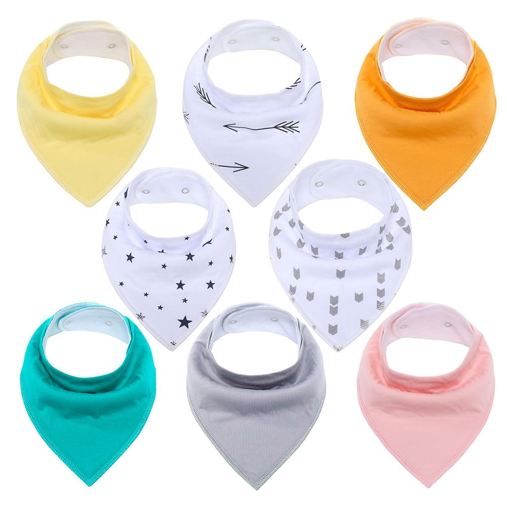 8PCS/SET Pack Baby Bandana Organic Absorbent Soft Cotton Drool Bibsfor Teething And Feeding Bib For Baby and Kids Feeding