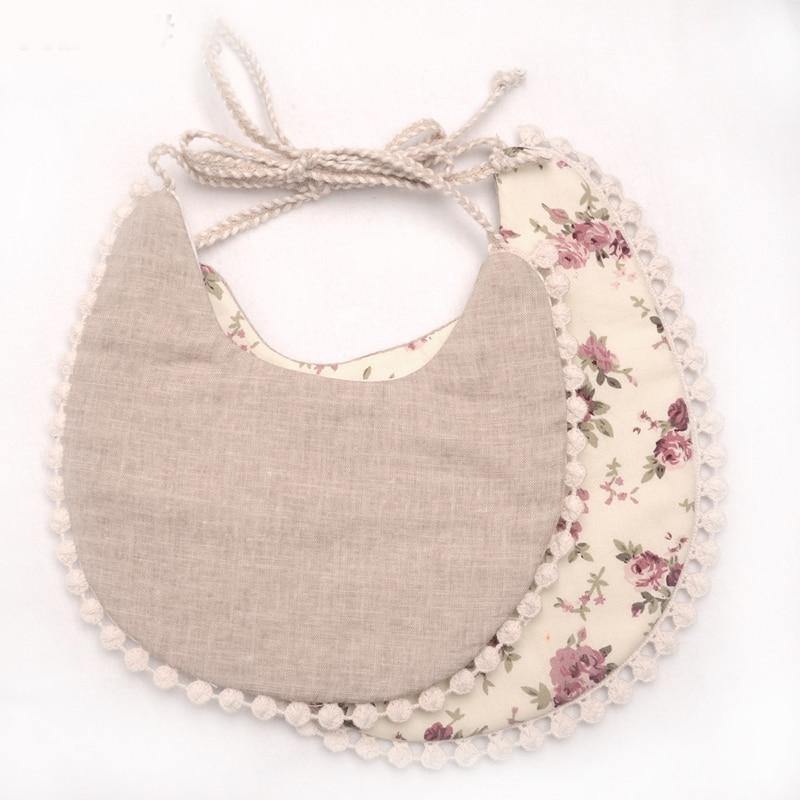 Double-deck Infant Baby Girl Boy Bib Kid Toddler Dinner Feeding Tassel Cotton Linen Burp Cloths