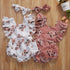 Modern 0-24M Newborn Baby Girls Flowers Print Ruffles Short Sleeve Jumpsuits Headband For Girls