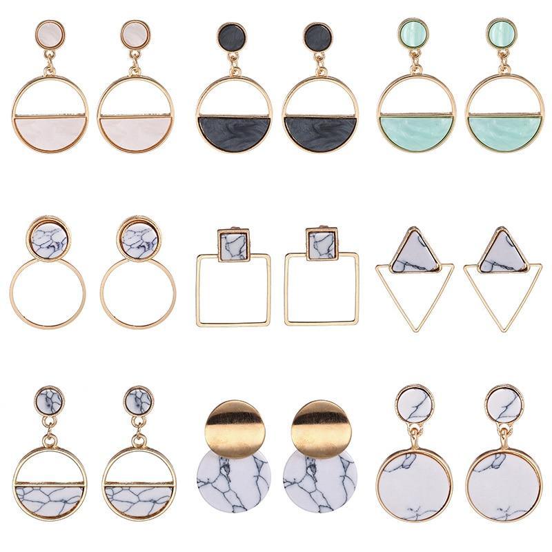 Modern Women's Earrings Color Metal Simple Charm Hollow Geometric Pendant For Winter Jewelry Lover Gift