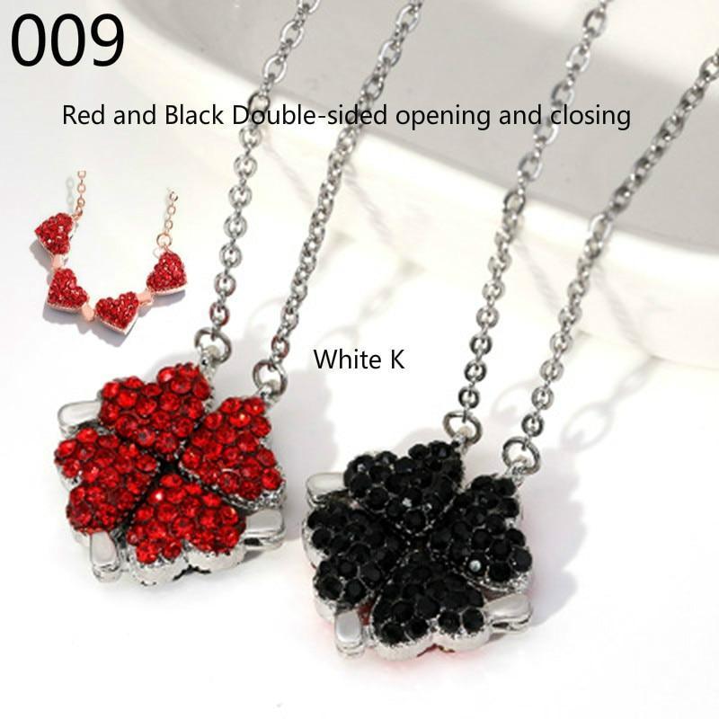 New Fashion Folding Four Clover Pendant Heart Necklaces Simple Flower Necklace for Women Birthday Jewelry