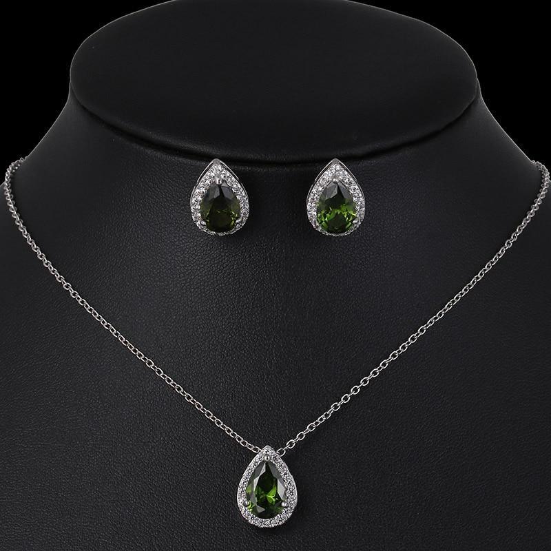 Modern Water Drop Cubic Zirconia Elegant Wedding Jewelry Sets Inlay Luxury Amazing Crystal Bridal Jewelry Set