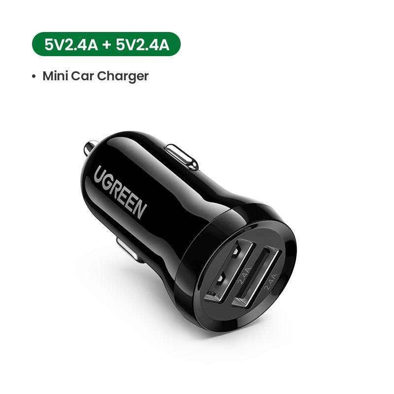 Mini USB Black Car Charger For Mobile Phone Tablet GPS 4.8A Fast Charging Dual USB Car Small Phone Charger Adapter In Car