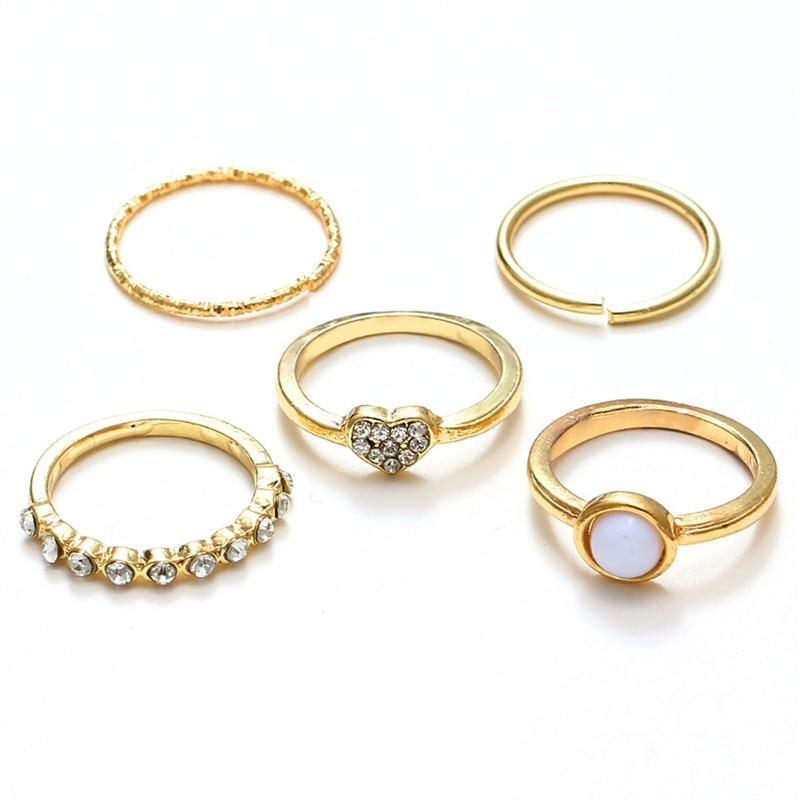 Simple Elegant Design Epic Round Gold Color Rings Set For Women Luxury Handmade Geometry Finger Ring Set Female Jewelry Gifts