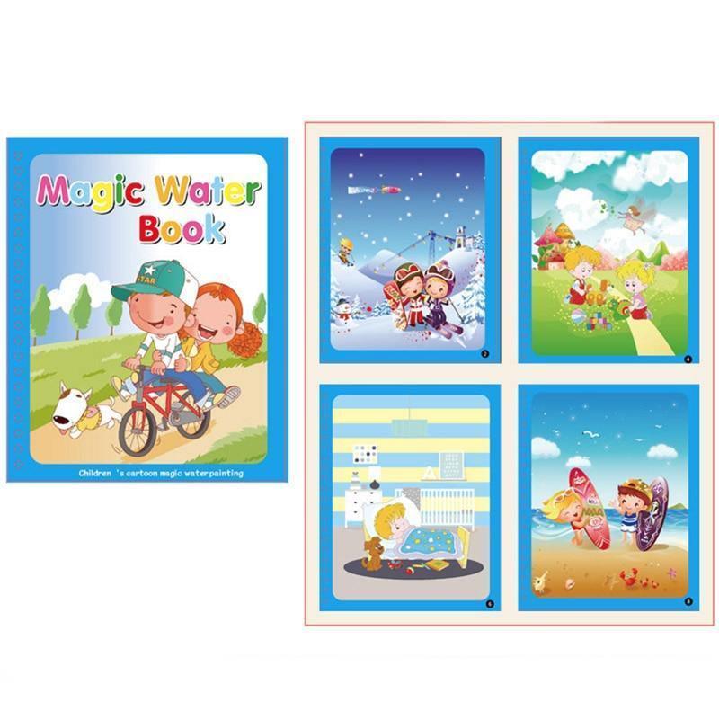 1pcs Magical Book Water Drawing Coloring Cartoons Books Doodle Pen Painting Drawing Board For Kids Toys Birthday Gift