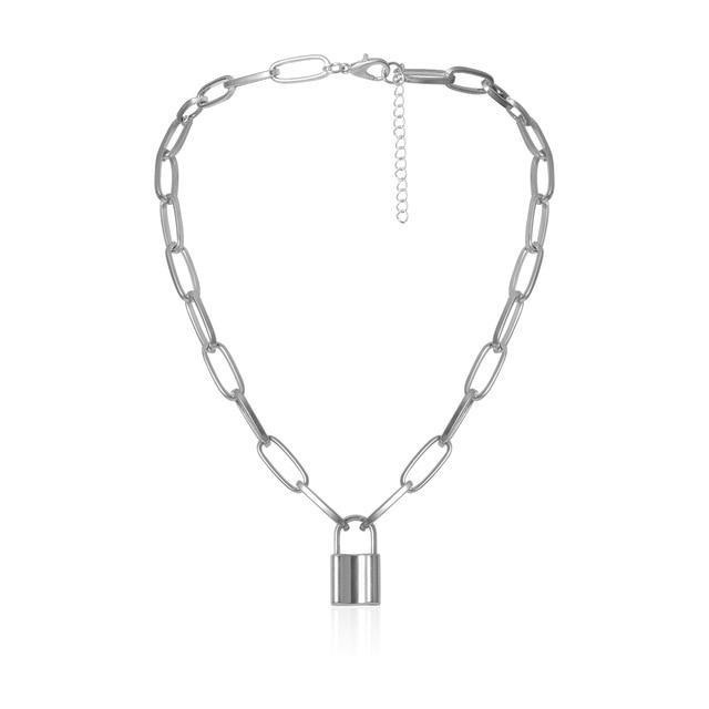 Multi Layer Lover Lock Pendant Choker Chain  Necklace For Women Luxury Jewelry Cool Style