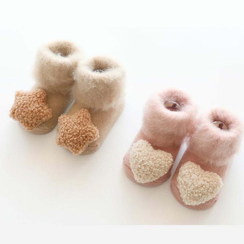 Cute Baby Thickening Furry Mid Floor Socks For Newborn Baby Boys And Girls Soft And Comfortable Footwear