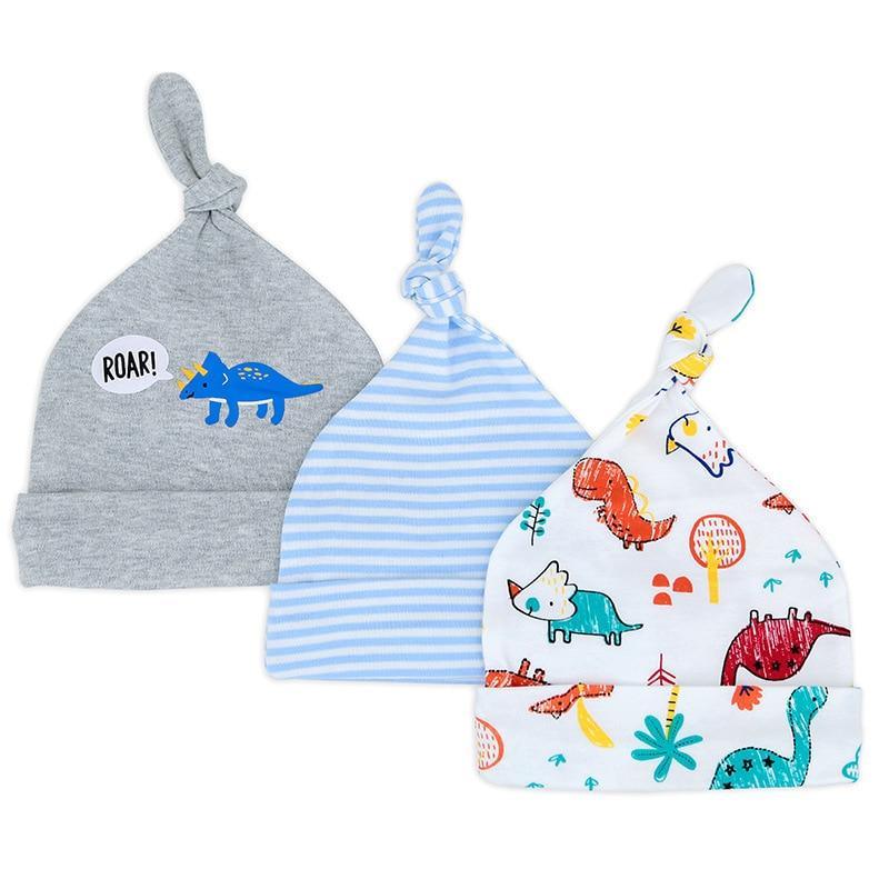 Printed Baby Hats & Caps For Newborn Baby Accessories In Elegant Modern Design Set Of 3PCS For Baby Kids