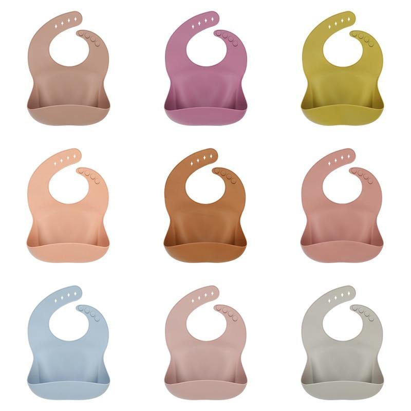 Solid Silicone Bibs Baby Feeding Saliva Towel Waterproof Soft Cloths Bandana Lightweight Infant Bibs