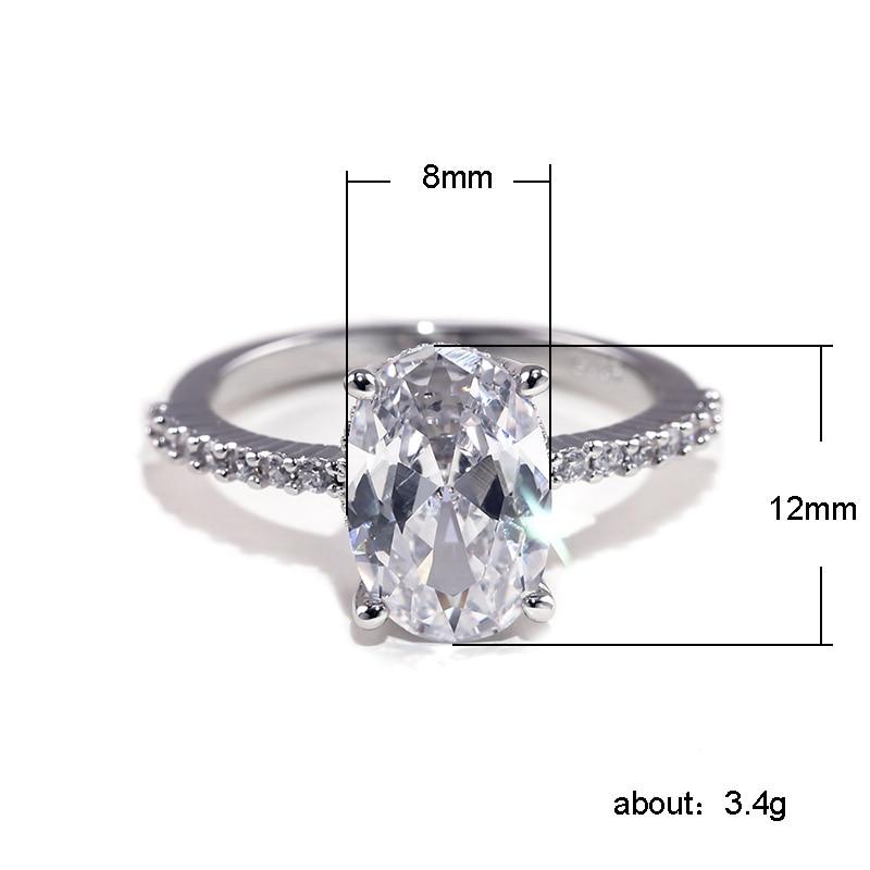 Elegant Oval Finger Ring Band Luxury Dazzling Brilliant CZ Stone Four Prong Setting Classic Amazing Wedding Anniversary Gift For Wife And Girlfriend