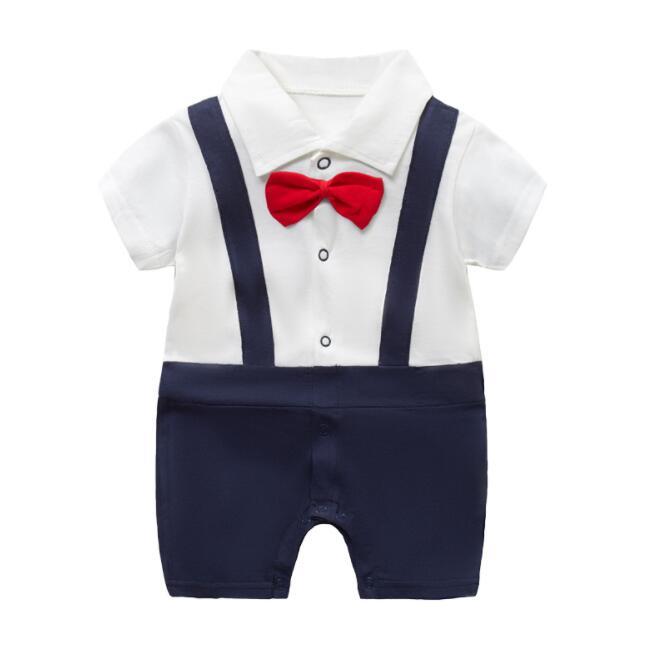 Style Summer Baby Boy girl Rompers 100% Cotton Gentleman Romper Toddler Kids Jumpsuits For Boys